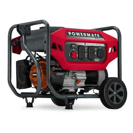 Powermate Portable Generator, Gasoline, 3,600 W Rated, 4,500 W Surge, Recoil Start, 120V AC, 30 A P0081200